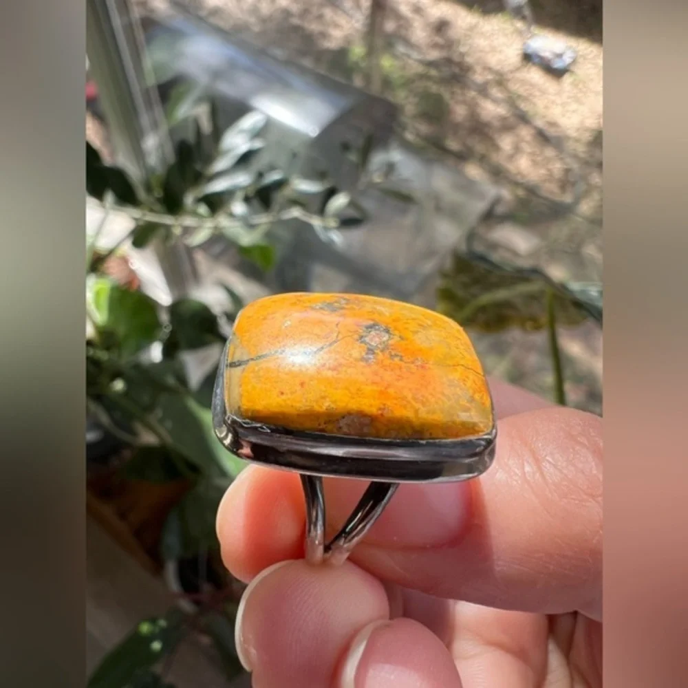 Bumble bee Jasper ring size 6